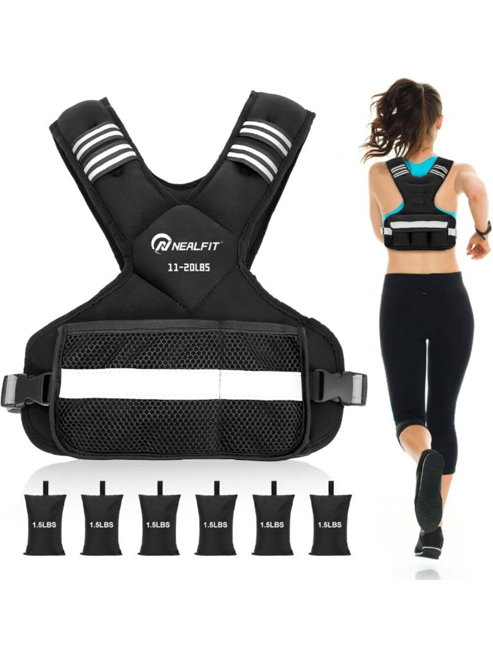 Adjustable Weighted Vest for Fitness, Running & Strength Training - 5-30lbs